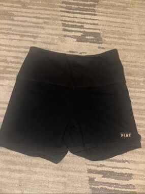 PINK Victoria's Secret High Waist Black Logo Bike Shorts